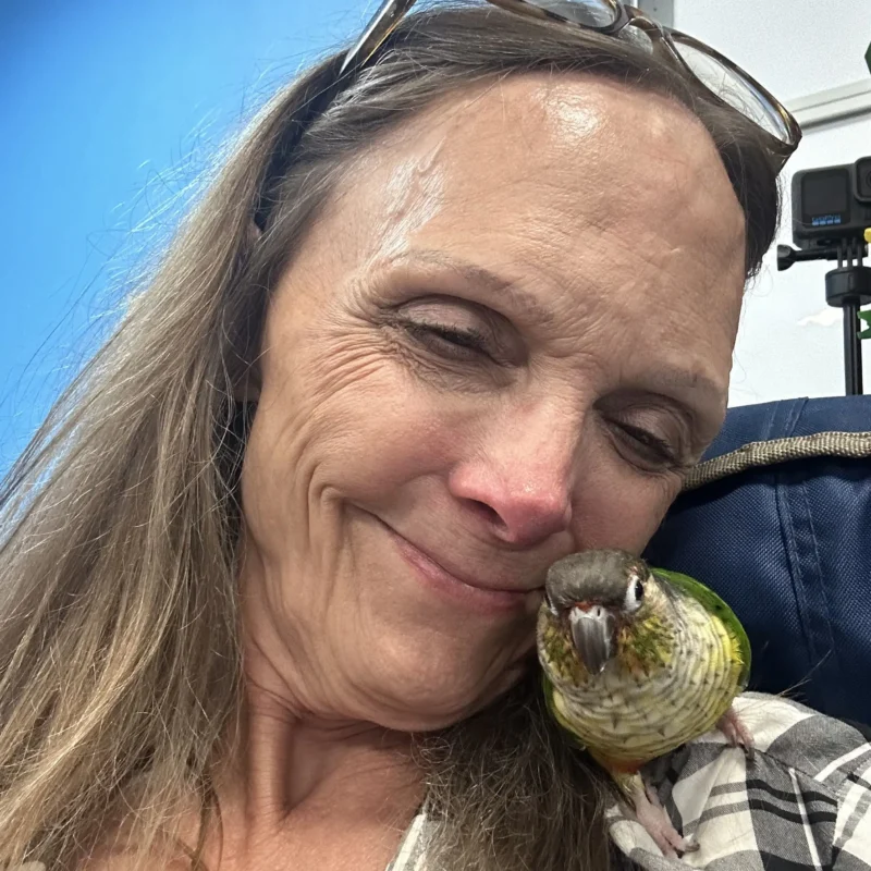 Green Cheek Munchie with Cheri